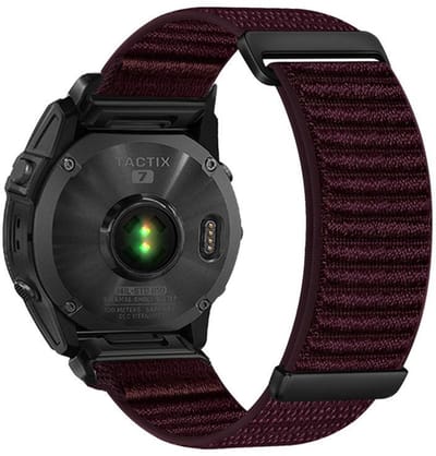 By Qubix - Geschikt voor Garmin bandje - 26mm Quickfit - Nylon Sport Loop bandje - Aubergine - Geschikt voor Garmin Quatix 8 - 51mm