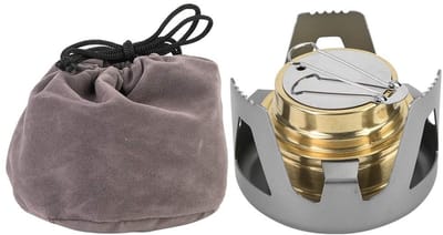 Dailygoods- Alcoholfornuis Draagbaar - Camping Fornuis - Mini Koken - Spirit Burner - Koper/Aluminiumlegering - Gewicht 188g - Campingfornuis