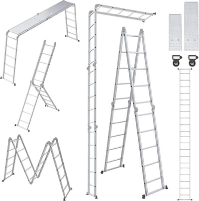 6-in-1 Multifunctionele Aluminium Ladder 5.5m met Werkplatform - Draagkracht 150 kg