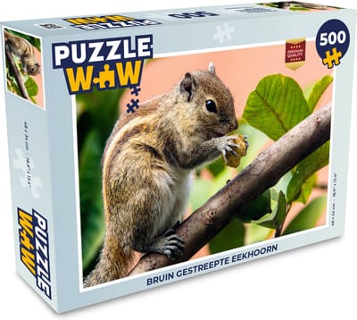 Puzzel Bruin gestreepte eekhoorn - Legpuzzel - Puzzel 500 stukjes