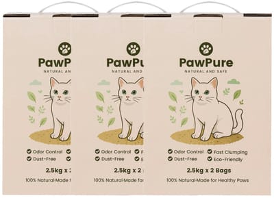 PawPure Kattenbakvulling Tofu & Cassave 15kg (6×2.5kg) - Stofvrij - Snel Klonterend - Sterke Geurcontrole