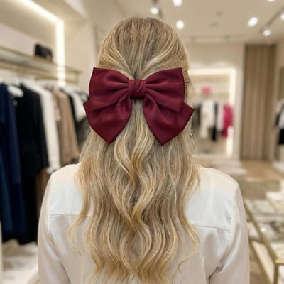 Grote zwarte en rode satijnen haarstrikken voor vrouwen, perfect voor verschillende kapsels, met veerclip en haarspeld