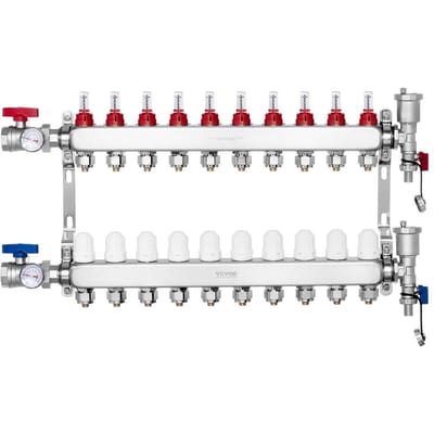 10-Takkige Stralingswarmteverdeler 1,27 cm PEX-buis Vloerverwarming Manifoldset