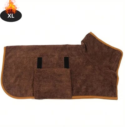 Livano Hondenbadjas - Hondenhanddoek - Voor Honden - Hondenkleding - Hondentrui - Hoodie - Sneldrogend - Koffie - XL