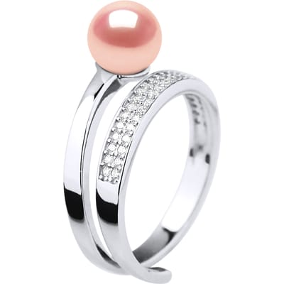 Ring Rush Verstelbare zoetwaterparels Round 7-8 mm Rose Jewelry 925
