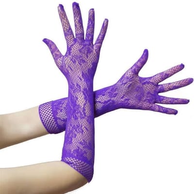 Visnet Handschoenen met Kant - Paars - Elastisch - One Size