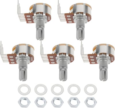 Set van 5 Stuks 500K Drie Terminaal Hoekige Lineaire Potentiometer voor Audioregeling met Moeren en Ringen