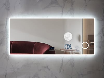 Mawialux LED Badkamerspiegel - Dimbaar - 160x70cm - Rechthoek - Verwarming - Digitale Klok - Vergroot spiegel - Bluetooth - Myla
