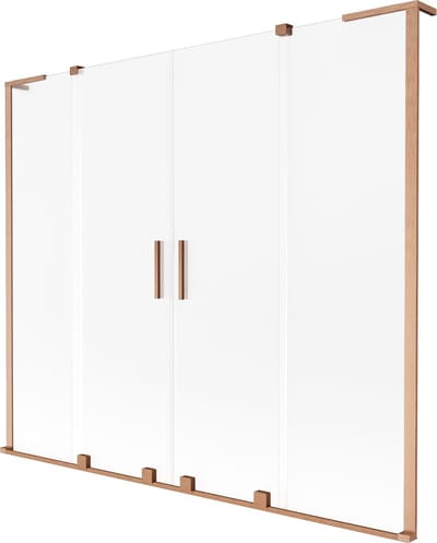 Mexen Velar L Duo badwandscherm 2-delig schuifbaar 170 x 150 cm, ijsglas, geborsteld koper - 896-170-003-32-65