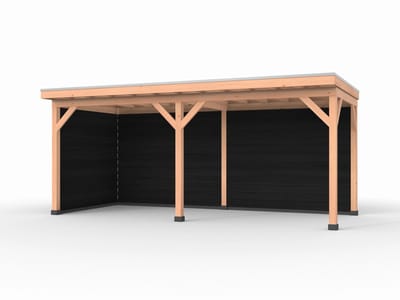Douglas overkapping, 600 x 250, met achterwand en zijwand, Westwood Comfort Plus Zwart