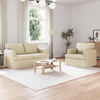 vidaXL Bankstel 2 pcs Crème 144 x 80 x 85 cm Stof