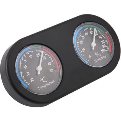 Mini analoge temperatuur-vochtigheidsmeter, ronde thermometer en hygrometer voor reptielenaquariums gray