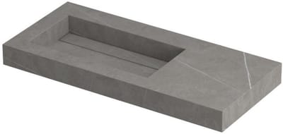 INK Pitch Wastafel Keramische Slab Links met Drain en Front en Side Skirts Zonder Kraangat - 1000x450x90 mm - Armani Grey Mat