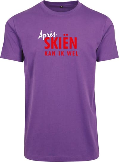 Après skiën kan ik wel wintersport t-shirt ultraviolet XL - soBAD. | Foute apres ski outfit | kleding | verkleedkleren | wintersport t-shirt | wintersport dames en heren