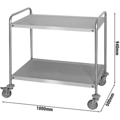 GGM Gastro Servierwagen - 1000x500mm - mit 2 Abstellflächen Zilver