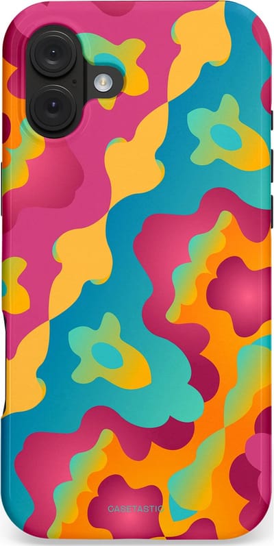 Casetastic hoesje geschikt voor Apple iPhone 16 Plus - MagSafe - Dubbellaagse bescherming - Vlektastisch - Fashion Case - Roze Petrol Goud Oranje