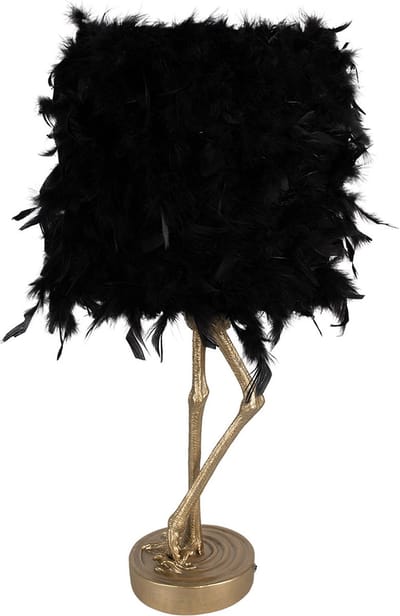 Clayre & Eef Tafellamp Struisvogel 30x30x69 cm Goudkleurig Zwart Polyresin