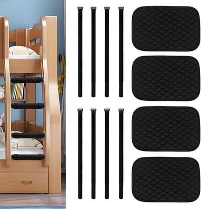 Ladderpads Stapelbed - Ladderhoezen Antislip - Veilig Klimmen - Zachte Vulling - 30 x 20 cm - Zwart