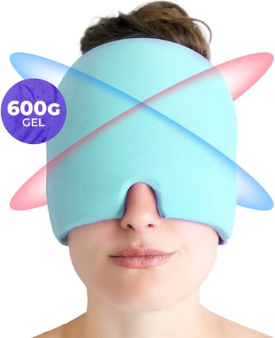 Ryce® Migraine Muts - Masker - Hoofd - Extra Dik 600G - Warmte & Koude Therapie - Hot Cold Pack - Pijn - Lichtblauw