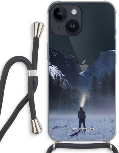 Case Company® - Hoesje met koord geschikt voor iPhone 14 hoesje met Koord - Wanderlust - Telefoonhoesje met Zwart Koord - Bescherming aan alle Kanten en Over de Schermrand