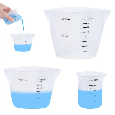 Dailygoods- Siliconen Maatbeker - 3 Stuks - Mengbeker voor Staafmixer - Maatbeker met Deksel - Epoxyhars Gietvormen - Handgemaakt Laboratorium