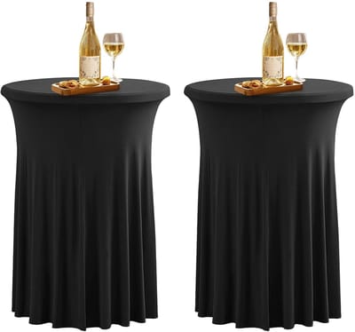 Dailygoods- Statafelhoes Set van 2 - Ronde Statafelrok - 80 x 110 cm - Wasbaar - Stretch Tafelkleed - Duurzaam en Rekbaar