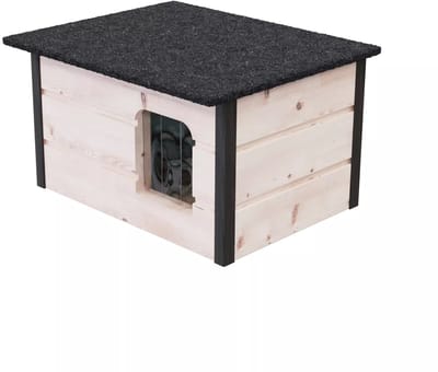QLS Kattenhuis Voor Binnen & Buiten - 57x47x33 cm - WIT Hout - Weerbestendig Verplaatsbaar Geïsoleerd 8578