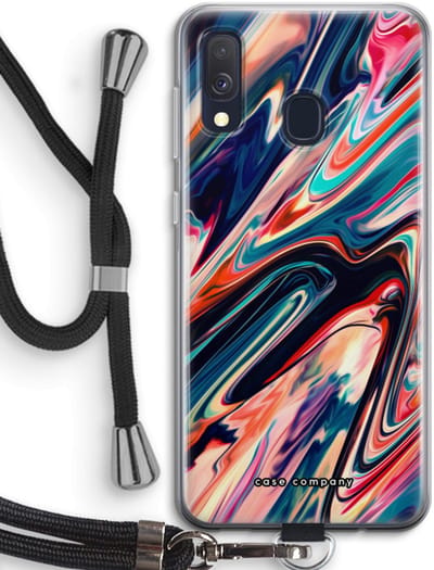 Case Company® - Hoesje met koord geschikt voor Samsung Galaxy A40 hoesje met Koord - Quantum Being - Telefoonhoesje met Zwart Koord - Bescherming aan alle Kanten en Over de Schermrand
