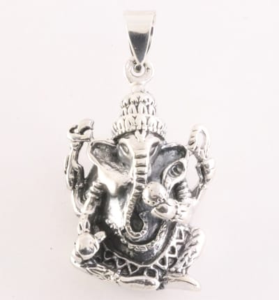 Zware zilveren Ganesha hanger