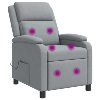 vidaXL - Massage - Relaxstoel - Lichtgrijs - Stof