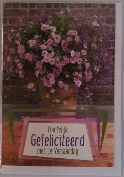 Verjaardagskaart Bloemen – Hartelijk Gefeliciteerd - Dubbele Wenskaart met Envelop