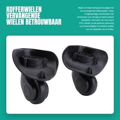 Dailygoods- Kofferwielen Vervangset - 2 Stuks Zwenkwielen - Duurzaam PVC - Geschikt voor Tassen/Baggage/Trolleys - Eenvoudig te Installeren - Flexibel Roterend - Bagagewielen