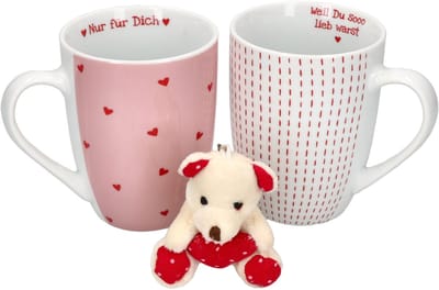 3 stuks Boltze Illum Nina koffiemok roze met sleutelhanger - 2013639