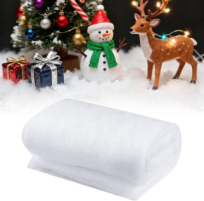 Sneeuwdeken - Kunstsneeuw decoratie - Kerstmis versieren - Pluizig en volumineus - 80 x 300 cm - Wit