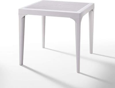Tuin Tafel - Buitenmeubel - Buiten Eten - Houtlook Afwerking - 80x80 cm - Wit