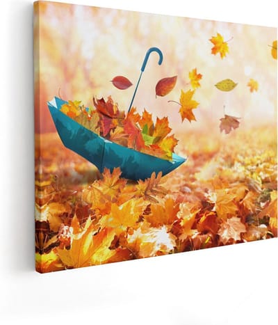 Artaza Canvas Schilderij Herfstbladeren - 50x40 cm - Wanddecoratie Herfst - Muurdecoratie Natuur - Kamer Accessoires