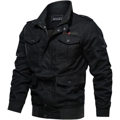 Nieuwe Lente en Herfst Grote Maat Jas Heren Meerdere Zakken Cargo Buiten Casual Losse Jas 6XL black