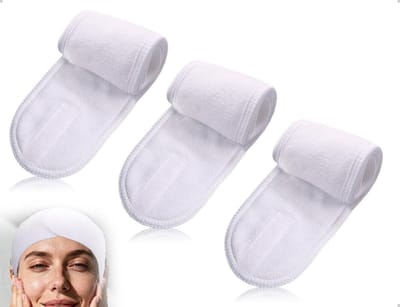 Cosmetische haarbanden voor dames - Ideaal voor SPA, make-up, gezichtsreiniging en douchen - 3 stuks in wit voor dagelijks gebruik en reizen