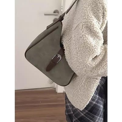 Trendy Retro Hertenleer Fluweel Onderarmtas voor Dames Koreaanse Niche Schoudertas Grote Capaciteit Crossbody Tas voor Dames
