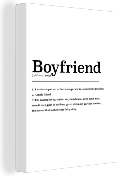 Canvas Schilderij Vriend definitie - Boyfriend - Woordenboek - Spreuken - Quotes - 30x40 cm - Wanddecoratie