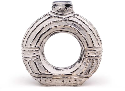 Ronde donutvormige vaas - crème 18 cm
