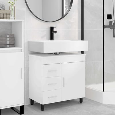 vidaXL - Badkamer - vaniteitsunit - Wit - 60 - x - 35 - x - 60 - cm - Bewerkt - hout