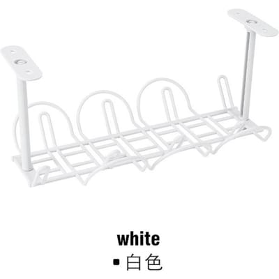 Support de rangement sous table en ABS, plateau de gestion des câbles, bureau à domicile, organisateur de fils, rangement de cuisine sans perforation, accessoires pour la maison blanc