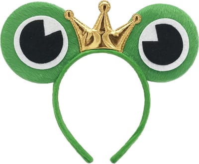 KIMU® Haarband Kikker Groen Met Kroontje - Groene Diadeem Prins Gouden Kroon Oog Ogen Oogjes Vilt Frog Sprookje Dames Heren Volwassenen Kinderen Festival