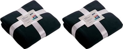 2x Fleece dekens/plaids marineblauw 130 x 170 cm - Woondeken - Fleecedekens
