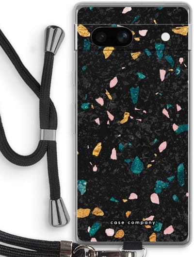 Case Company® - Hoesje met koord geschikt voor Google Pixel 7A hoesje met Koord - Terrazzo N°10 - Telefoonhoesje met Zwart Koord - Bescherming aan alle Kanten en Over de Schermrand