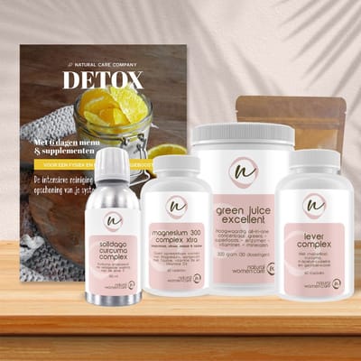 Natural Women Care - Detox Niveau 2 - intensieve ontgifting. Glossy met informatie, uitleg en compleet menu, aangevuld met de juiste supplementen en detox thee