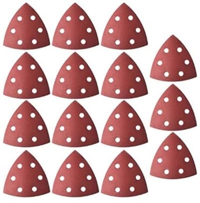 Dailygoody - Driehoekig schuurpapier - 320 korrel - 6-gaats voor stofafzuiging - 90 x 90 mm - Geschikt voor hout en kunststof - 15 stuks