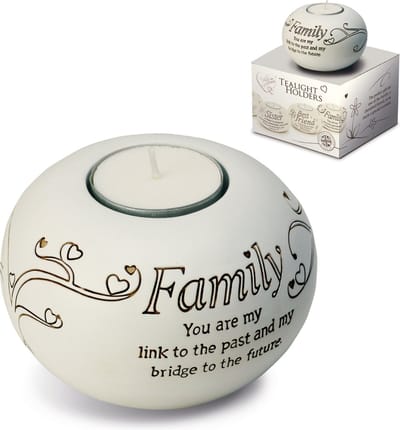 MadDeco - familie - cadeau - waxinelichthouder - engelstalig - meer dan woorden - keramiek - 9.5 cm hoog doorsnee