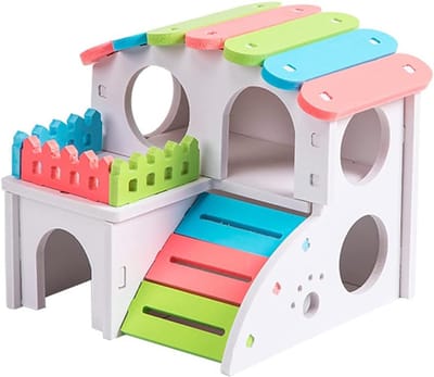 OLOEY Kunststof villa/PVC-huisje voor hamsters – schuilplaats en nestverblijf voor kleine huisdieren zoals gerbils, chinchilla's, cavia's en andere kleine dieren.